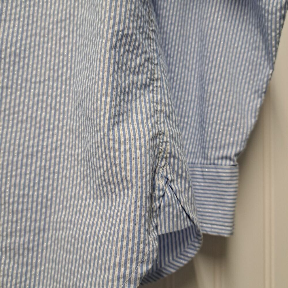 Ava & Viv Long Sleeve Shirt Womens 1X Blue White Striped Button Up Top Coastal - Picture 11 of 14